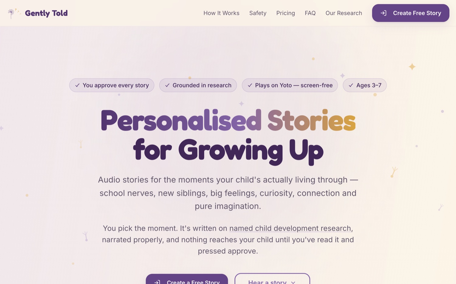 Gently Told — personalised audio stories for growing up